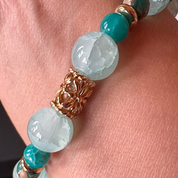 Serpentine & Hematite gem bracelet with glass beads - Picture 3 of 4